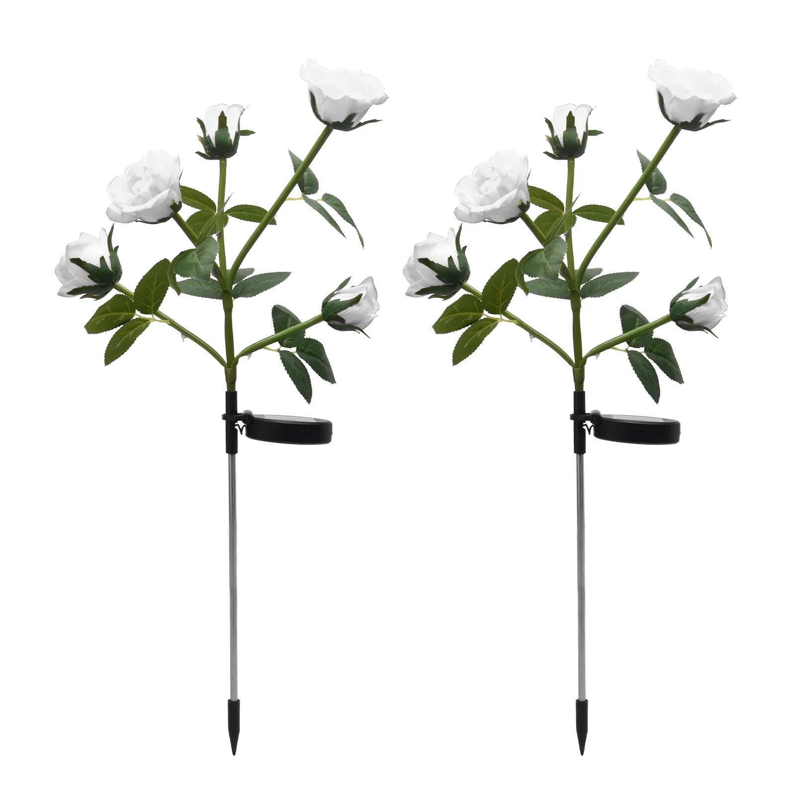 

2pcs/pack Artificial Pathway Lawn Landscape IP65 Waterproof Outdoor Garden Stake Lamp Rose Flower Decorative Light Solar Powered