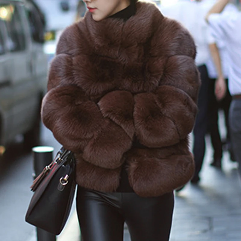 Куртка женская из искусственного меха лисы роскошная Толстая теплая верхняя