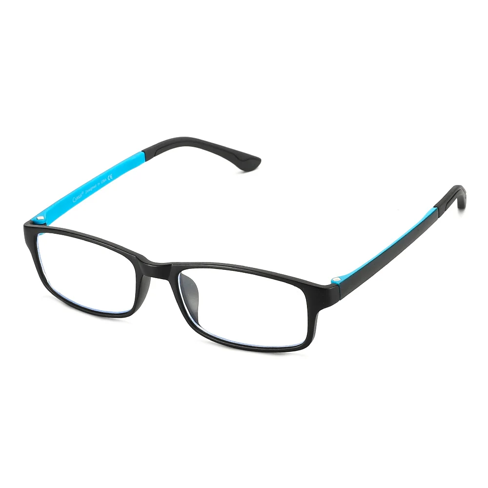 Blue and black Cyxus синие световые блокирующие очки TR90 прямоугольные компьютерные очки анти глаза глазные прозрачные линзы унисекс 8327 - Цвет оправы: Blue and black