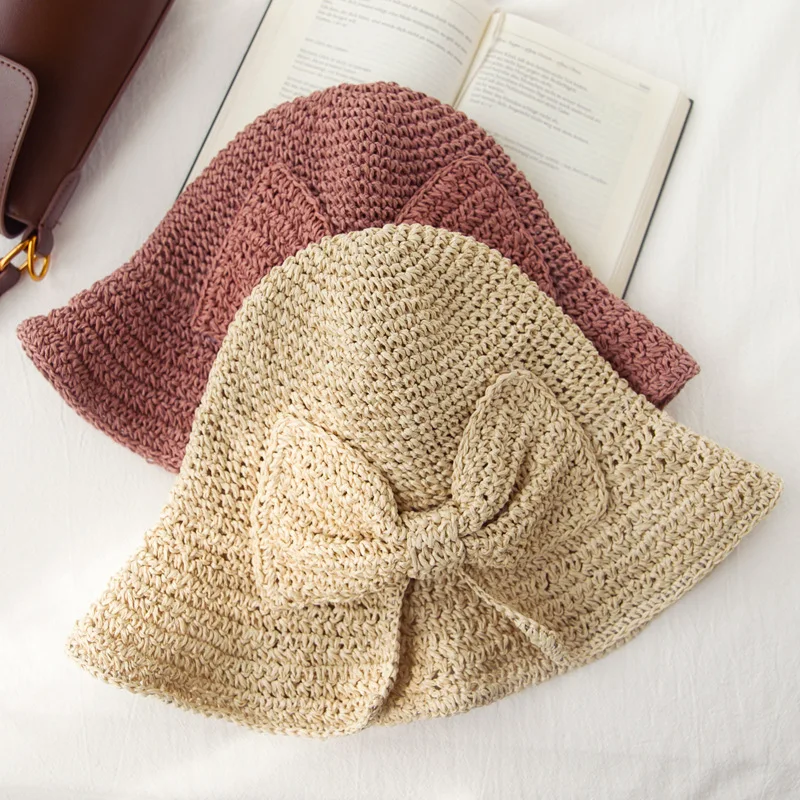 

Women Lady Straw Hat Bowknot Wide Brim Cap Breathable for Outdoor Beach Summer TT@88