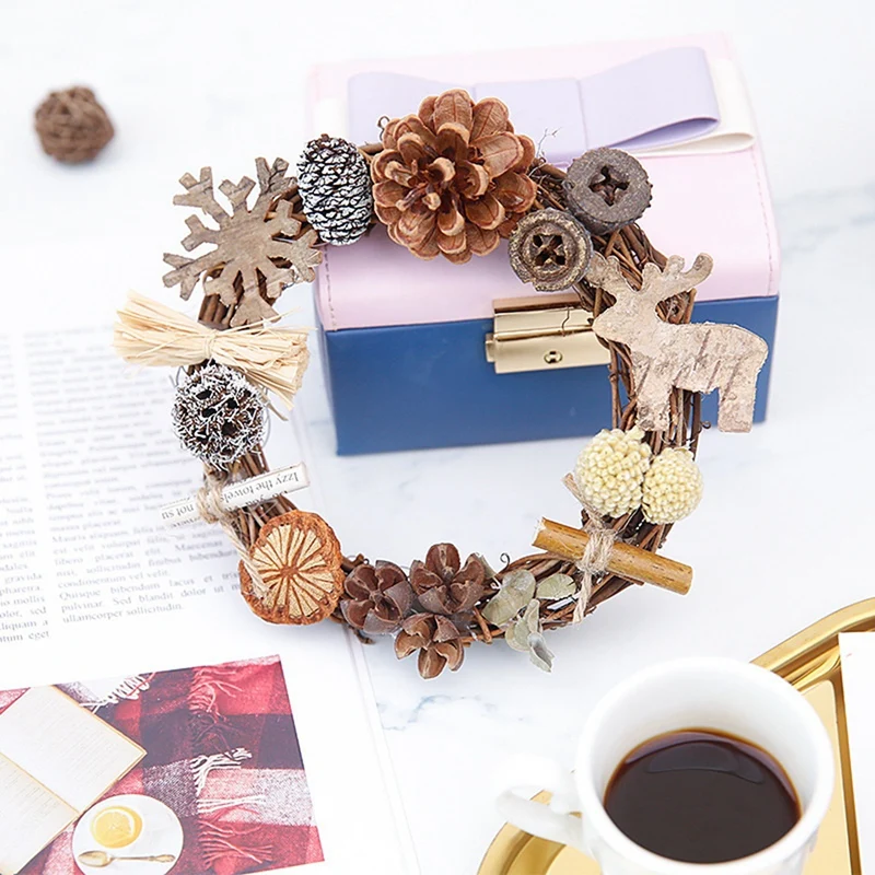 

Christmas Ornaments Xmas Wreath Rattan Garland Vine Ring Window Door Merry Christmas Decoration for Home Decorative