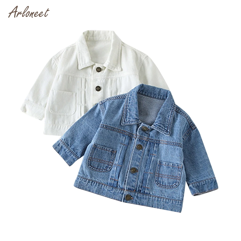 Детская джинсовая куртка ARLONEET теплая для мальчиков и девочек детская белого
