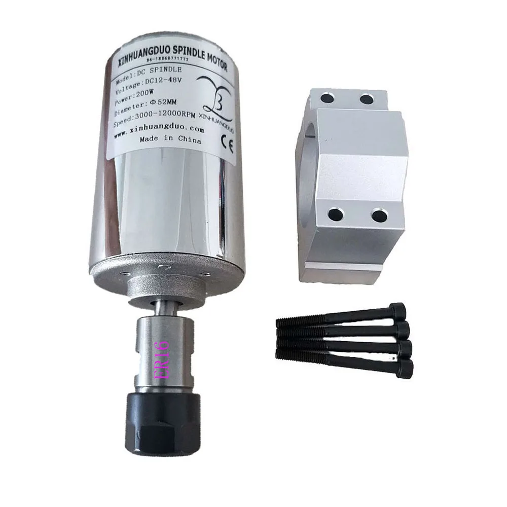 200 Вт шпиндель Мотор 12 V-48 V DC 0.2KW шпиндель с воздушным охлаждением высокого Скорость шпинделя щетка с воздушным охлаждением PCB гравировальный станок и кронштейн