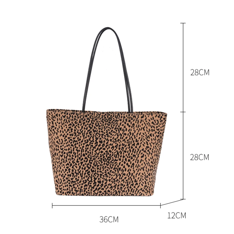 

MABULA Autumn Office Lady Leopard Animal Prints Tote Handbag for Work Large Capacity Canvas Stripe Shopping Bags