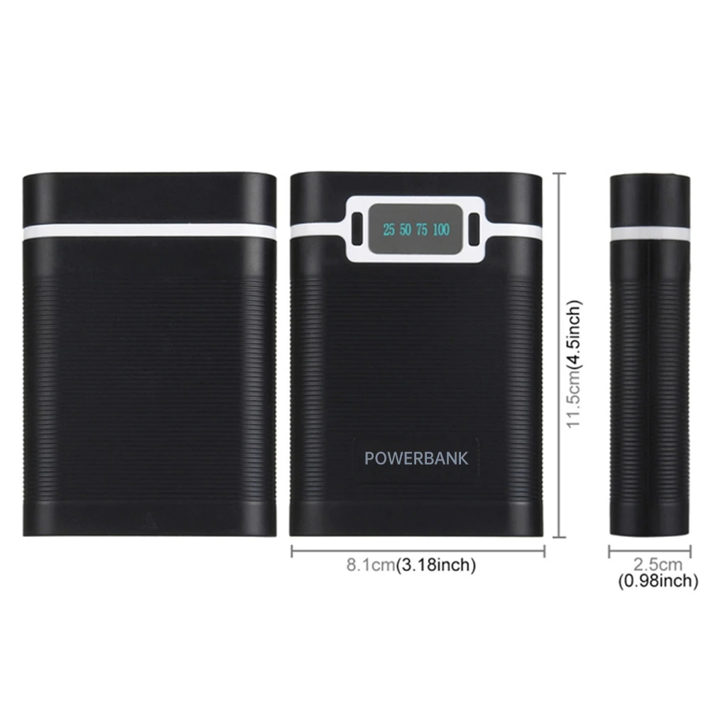 Портативный внешний аккумулятор с двумя USB-портами 4*18650 | Электроника