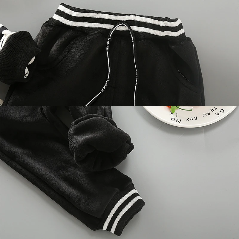 Комплект одежды для мальчиков и девочек черно-белая толстовка в полоску + штаны