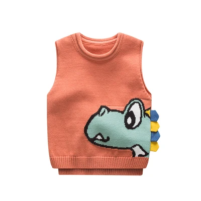 Одежда для маленьких детей Сезон осень-зима Вязаный свитер мальчиков Жилет Принт