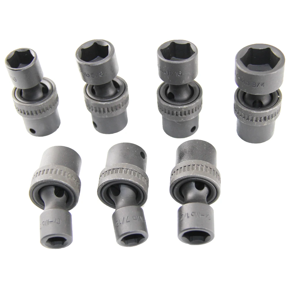 7 PCS 3/8 Inch Drive 6 Point CRV Swivel Impact Socket Set More Directions To Repair Vehicle Tools SAE 3/8