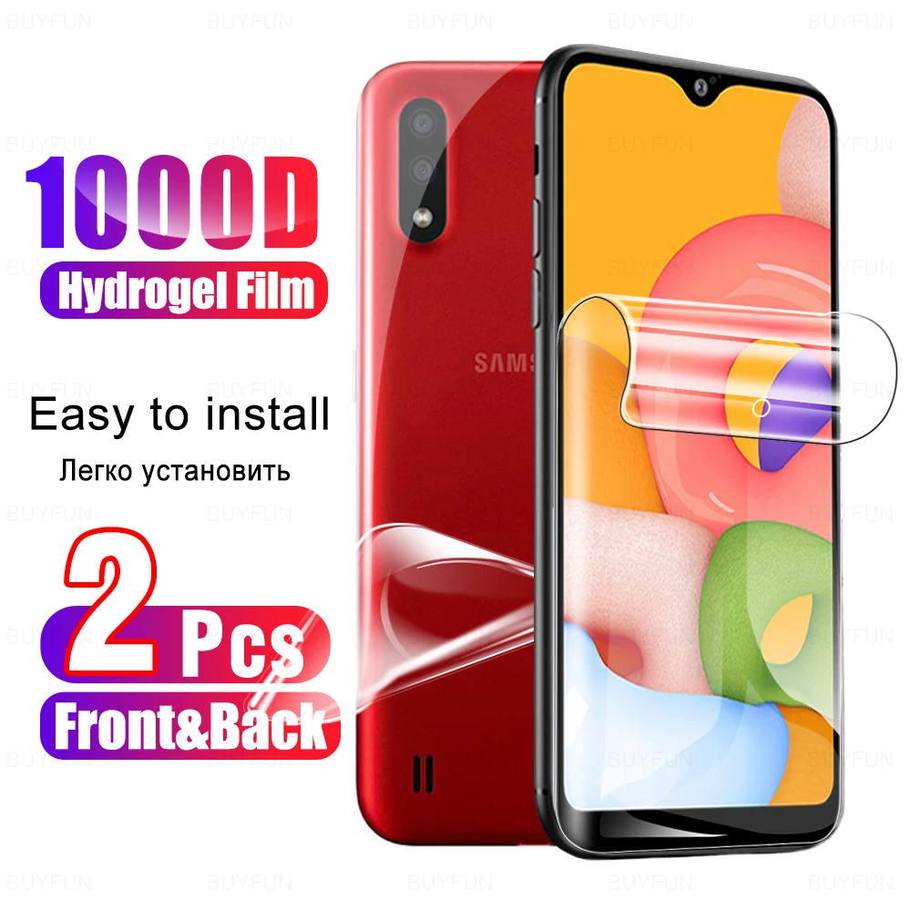 

2 Pcs Full Screen Protector & Back Hydrogel Film On The For Samsung Galaxy A01 A0 A 0 1 01 Core M01 No Protective Tempered Glass