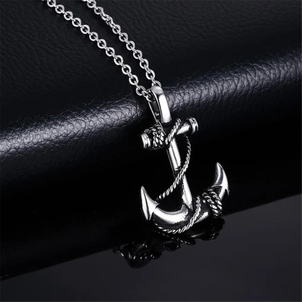 

New Fashion Exquisite Pirate Anchor Shape Men's Birthday Gift Necklace Anniversary Party Party Jewelry Necklace Wholesale