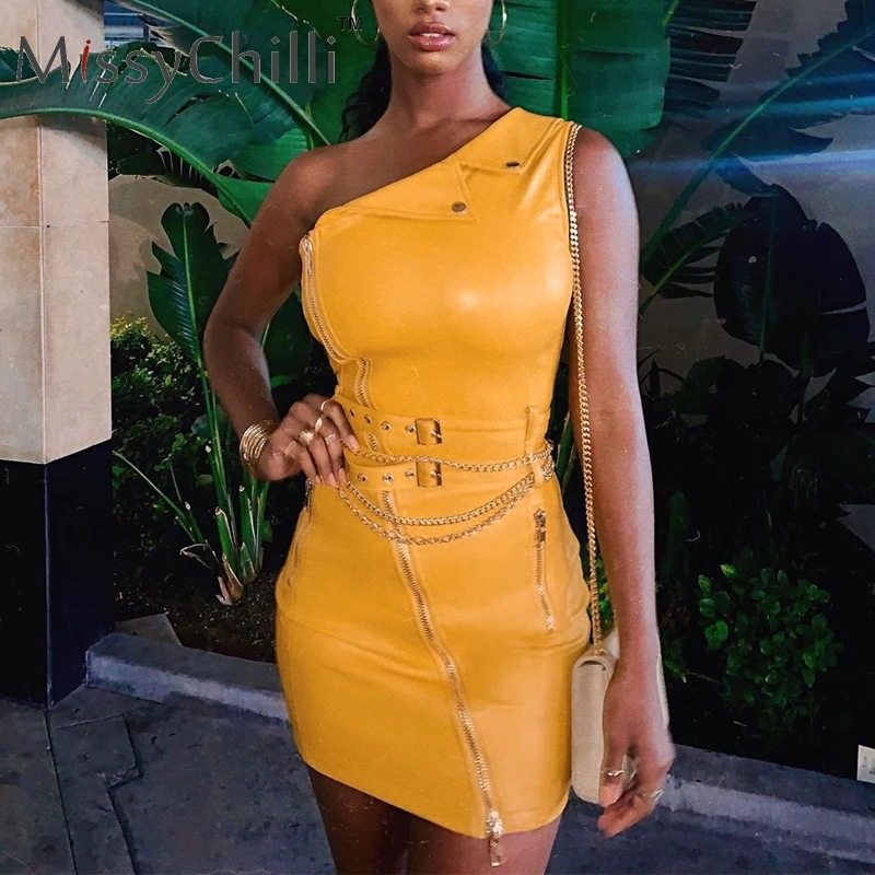 Женское платье на одно плечо MissyChilli желтое элегантное облегающее из