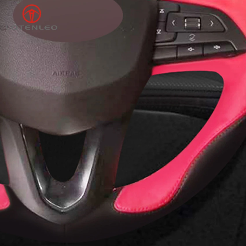 LQTENLEO Black Suede Red Leather DIY Hand-stitched Car Steering Wheel Cover For Cadillac XT4 2017 2018 2019 | Автомобили и