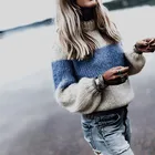 Высококачественные пушистые свитера для женщин зима 2020 толстый теплый полосатый вязаный свитер с длинным рукавом мохеровые пуловеры джемпер для женщин