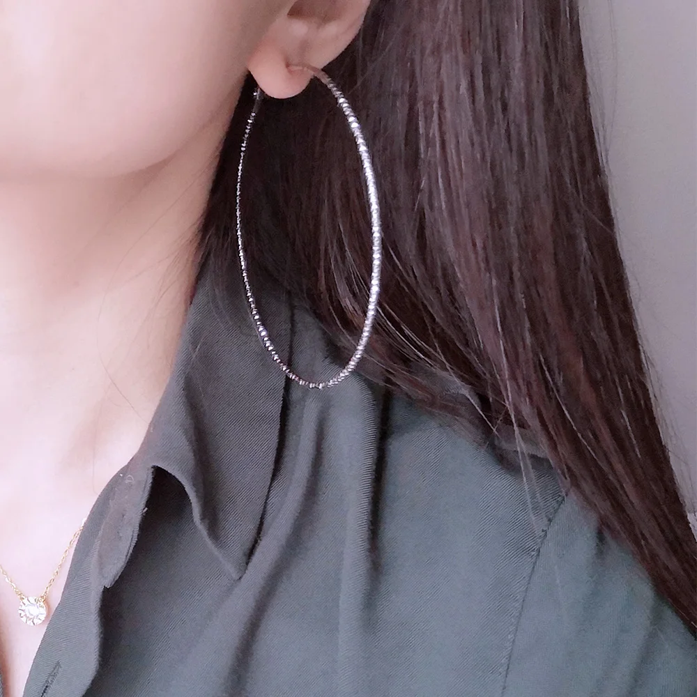 

New Fashion Big Hoop Earrings Basketball Brincos Shiny Starry Large Circle Earrings for Women Jewelry