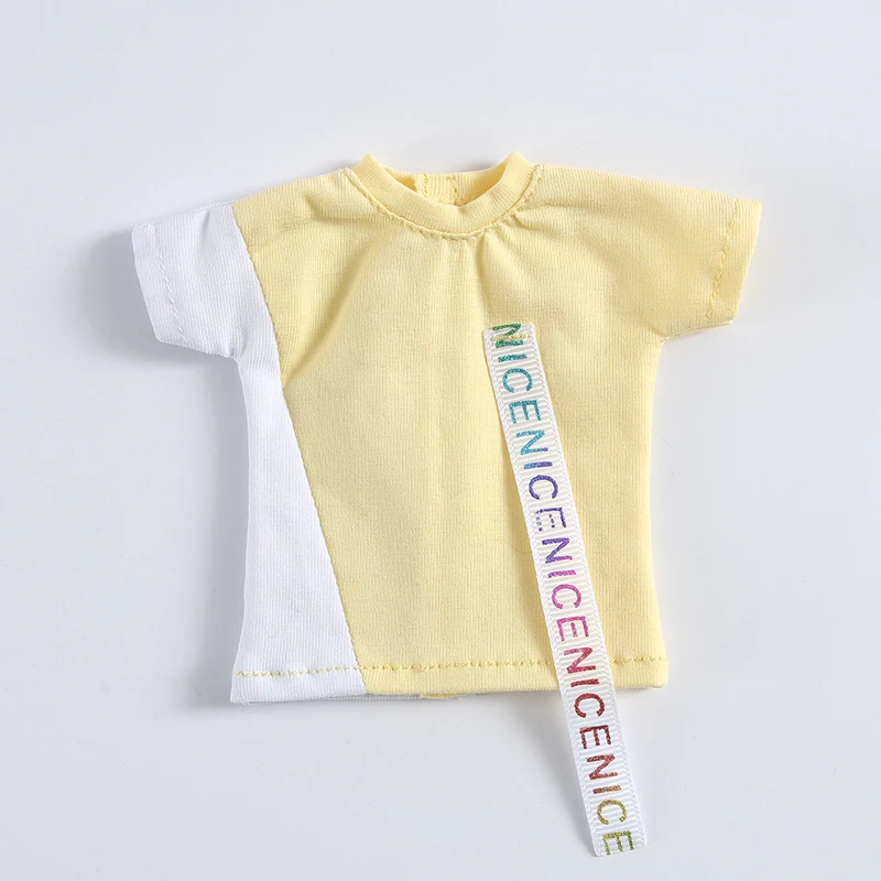 

30cm BJD baby clothes, color-blocking striped letter short-sleeved T-shirt top or short skirt for 1/6BJD yosd doll clothes