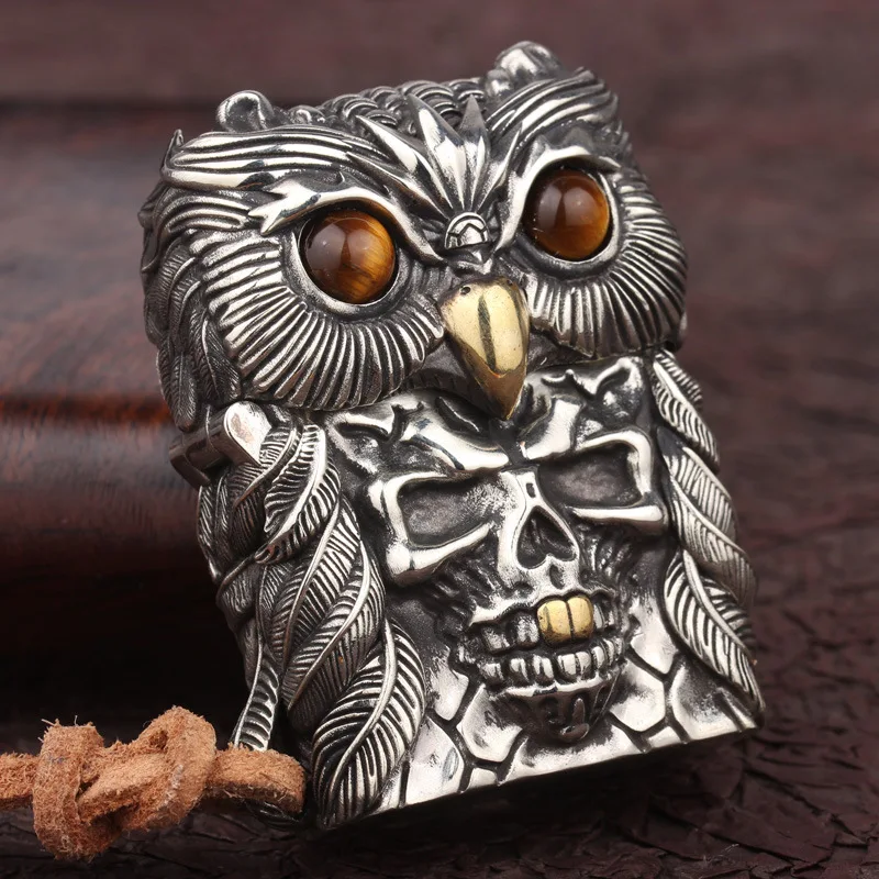 Новая индийская Сова индивидуальный Череп Ретро Чистая медь Тяжелая Броня