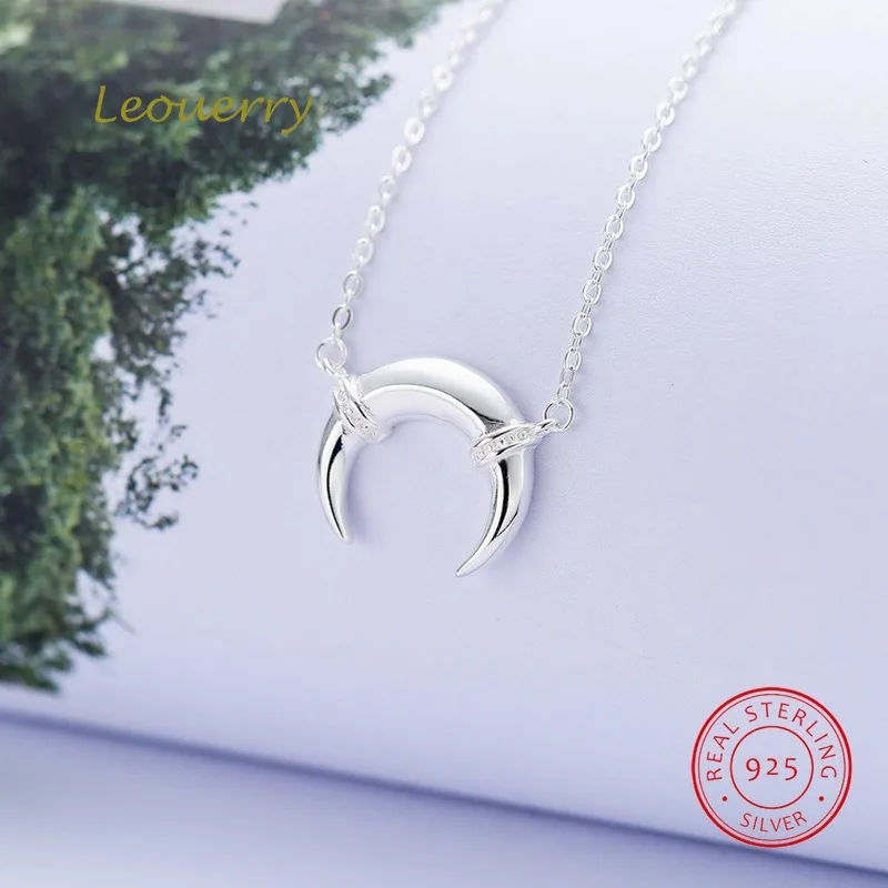 Женское ожерелье с подвеской в виде полумесяца Leouerry серебро 925 пробы короткое на