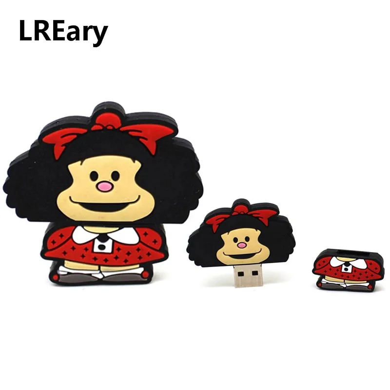 

Cartoon Lovely Mafalda USB 2.0 Flash Drive Pen Drive 128GB cle 4GB 8GB 16GB 32GB Pendrive 64GB Flash Disk Memoria Stick