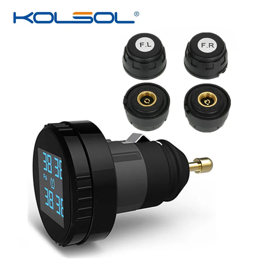 KOLSOL TS61 беспроводная система контроля давления в шинах TPMS в режиме реального времени прикуриватель с 4 внешними датчиками DIY