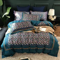 Egyptian Cotton Leopard Bedlinen King Queen Size Bedcover Feather Embroidery Duvet Cover Bed Linens Pillowcase India Bedding Set