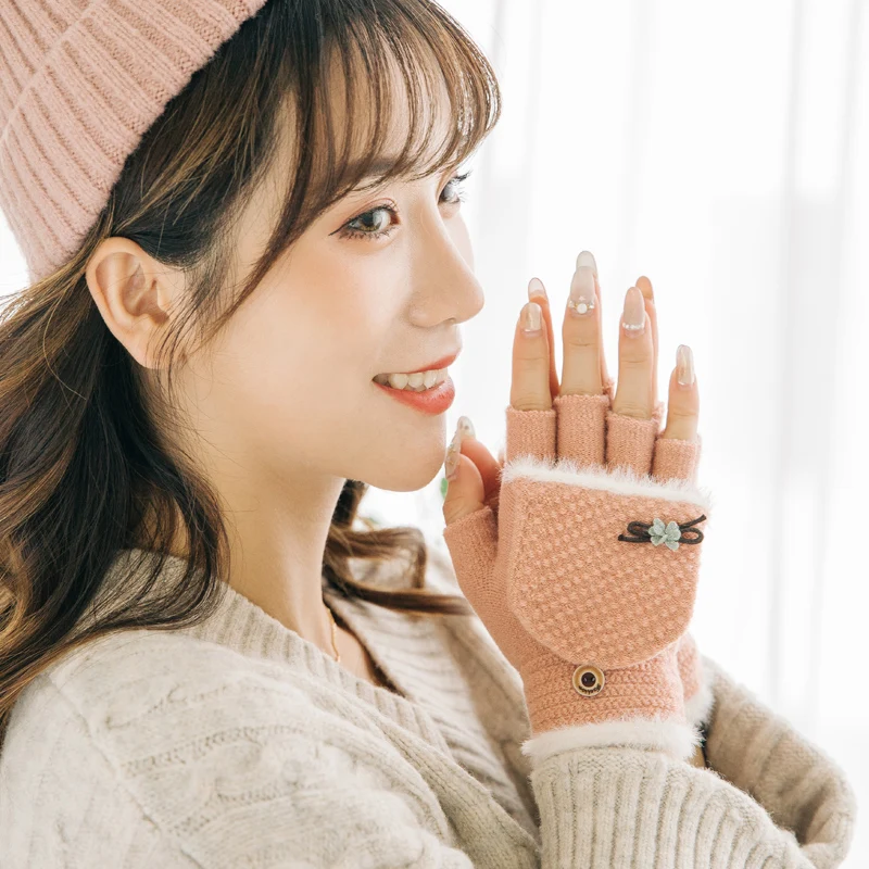 2019 NEW Fashion Winter Women Fingerless Gloves Multifunctional Cute Warm Patchwork Mittens Gift for Students Girl Friend | Аксессуары