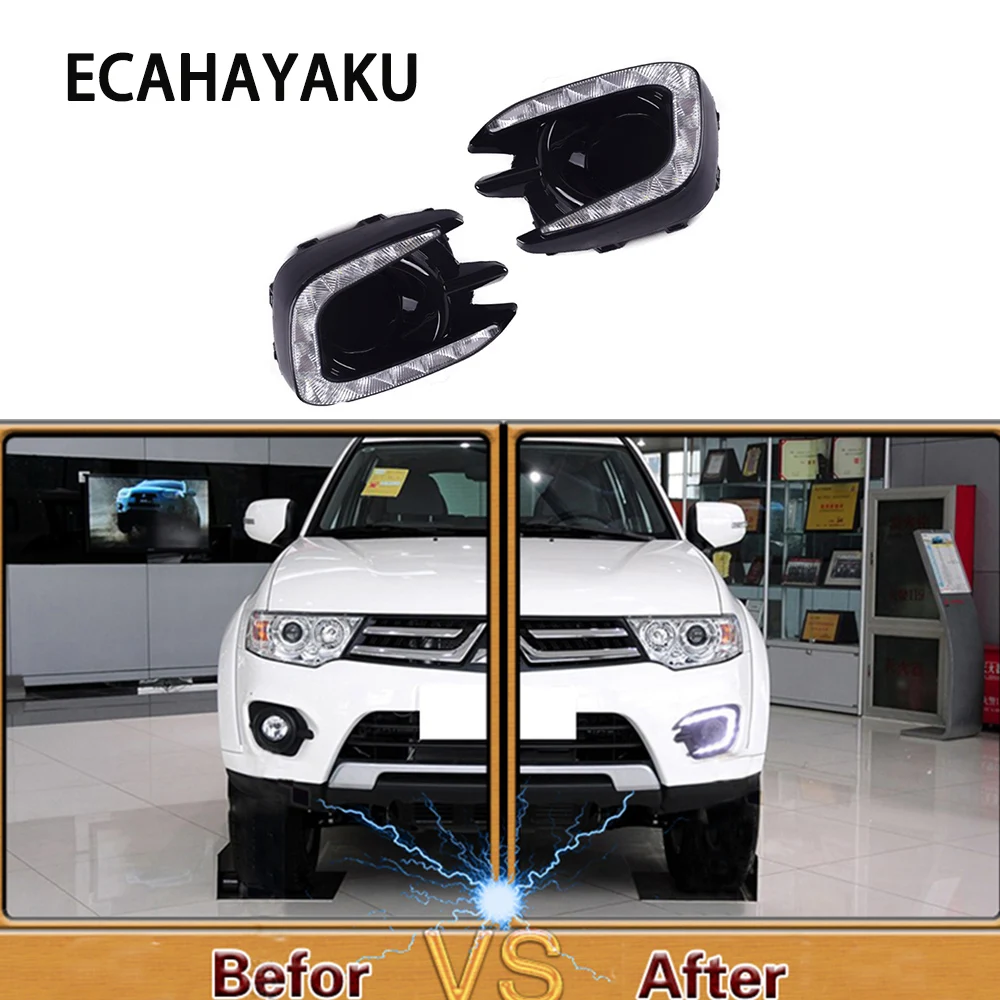 Светодиодные дневные ходовые огни ECAHAYAKU для Mitsubishi Pajero Sport Montero 2013 2014 2015