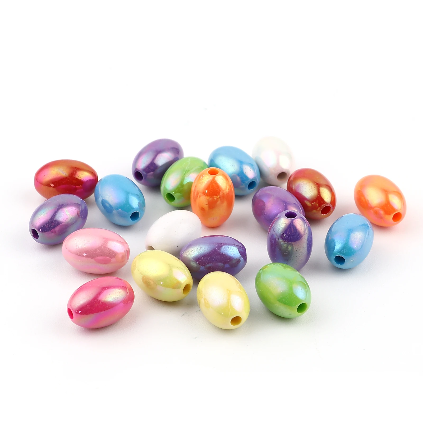 

14mm Acrylic Beads Oval At Random Color Plating Loose Beads DIY Making Bracelets Necklace Women Party Jewelry Beads Gifts,100PCs