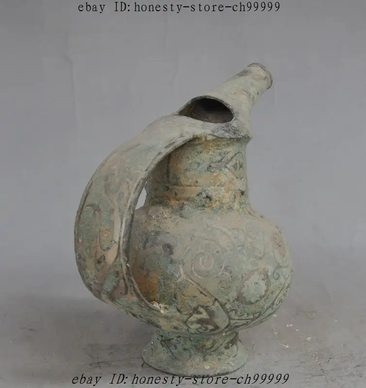 8 &quotстарая китайская династия Чистая Бронзовая медная кувшин фляжка для вина