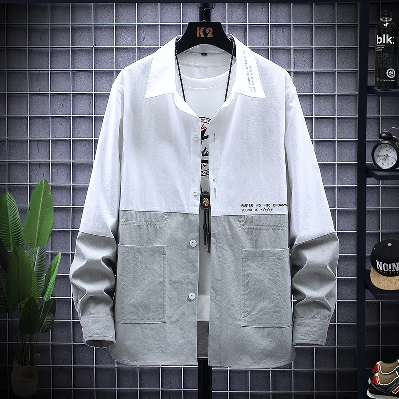 Men Shirt Jacket 2021 Fashion Brand Male Casual Loose Long Sleeve Shirt Tops Mens Streetwear Male Fashions Clothes M-4XL
