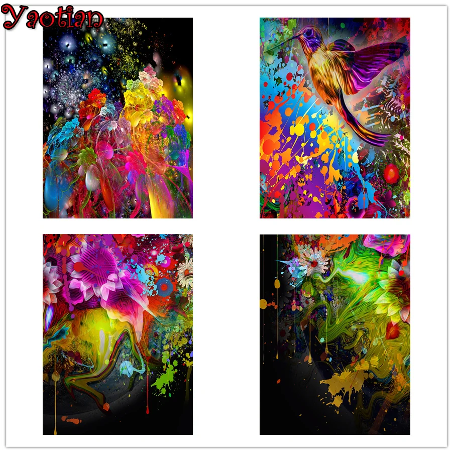 

5D DIY Diamond Painting Abstract artistic colorful flowers Mosaic Kit diamond embroidery Rhinestone Drawing Picture Home Decor