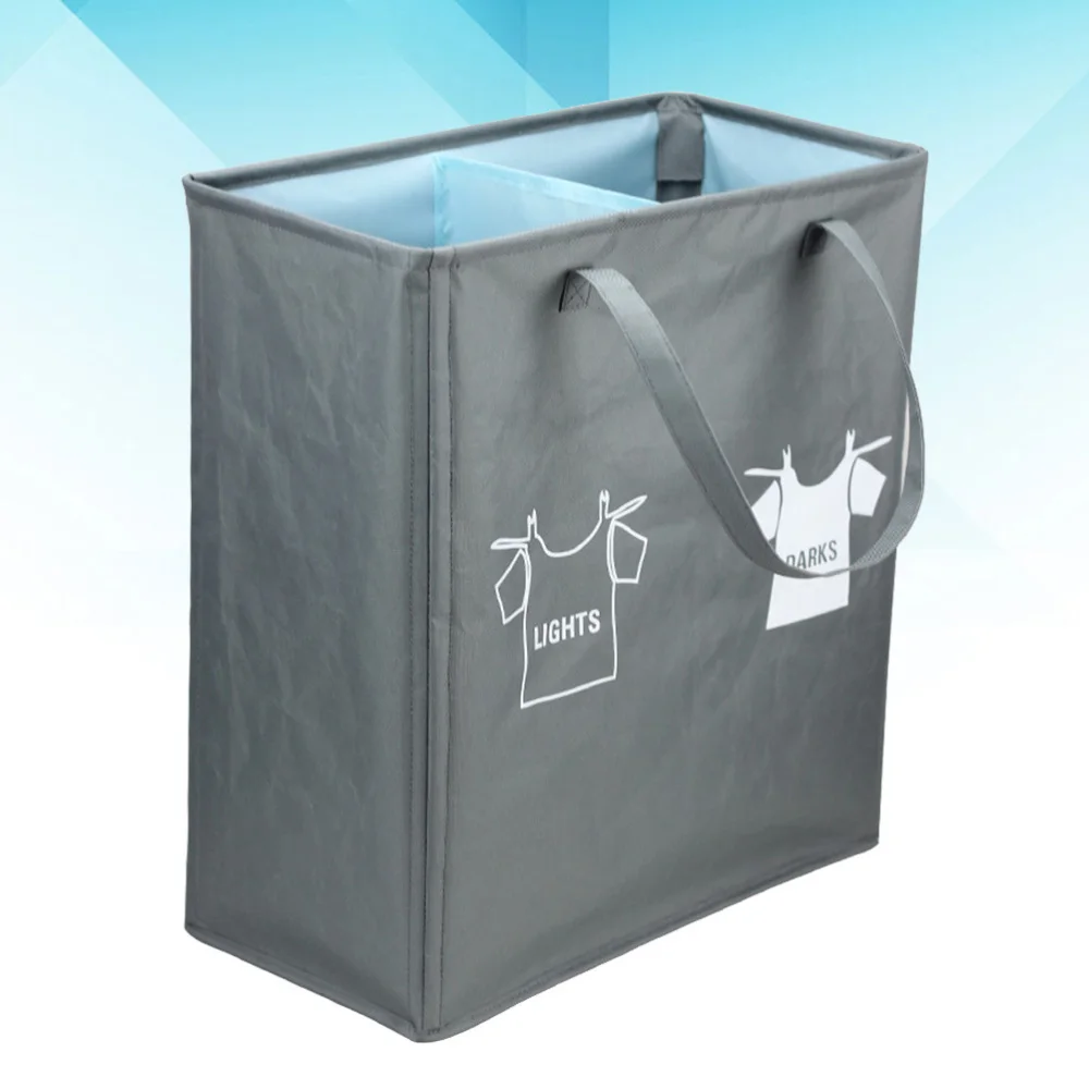 

Oxford Double Lattice Laundry Basket Household Folding Laundry Bag (Light Grey)