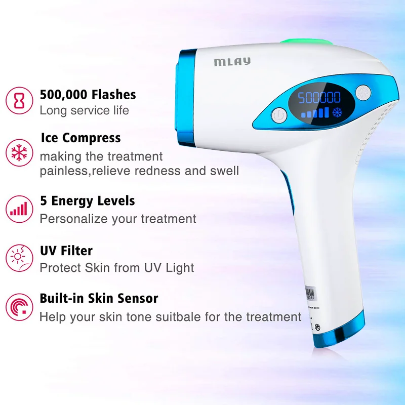 500000 4. Лазерный эпилятор Mlay t14. Электроэпилятор с охлаждением. Ice Cold IPL hair removal. Laser device.