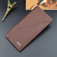 new mens wallet long thin soft three fold zipper coin purses male multi card slot large capacity embossed fashion card holder
