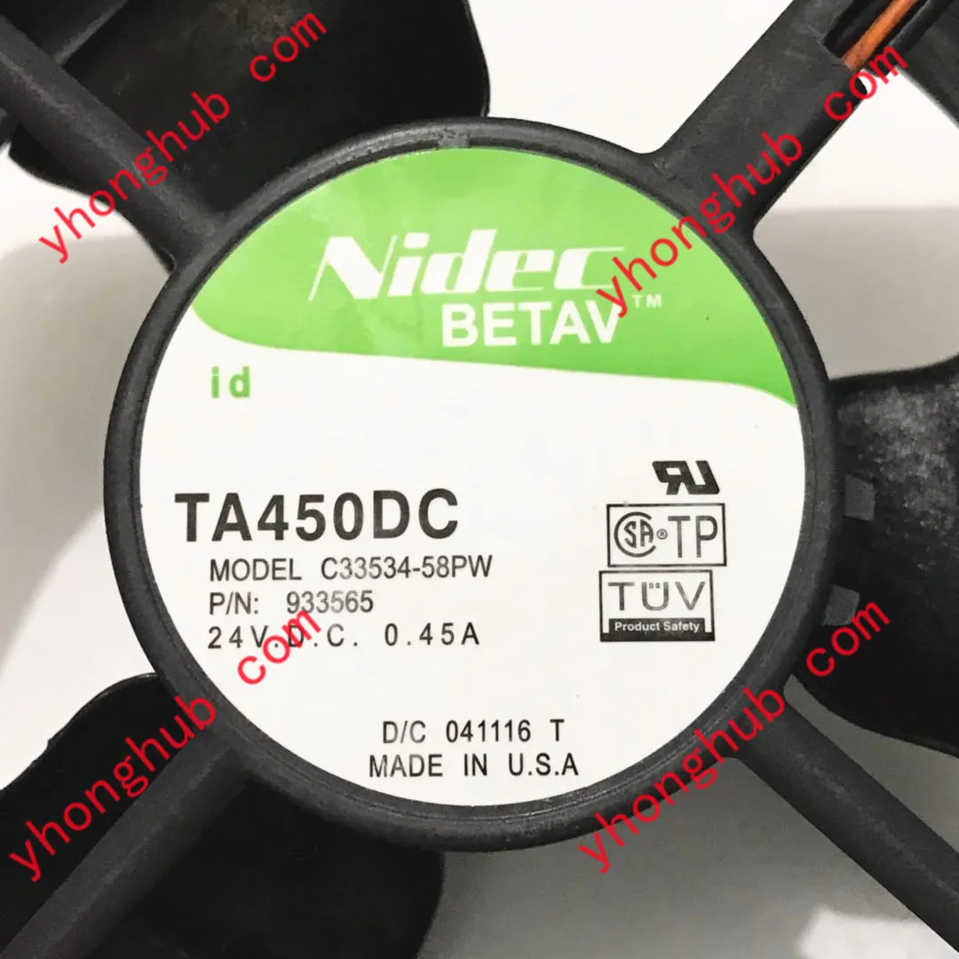 Серверный охлаждающий вентилятор NIDEC TA450DC C33534-58PW P/N:933565 DC 24V 0.45A 3 провода 120x120x38 мм