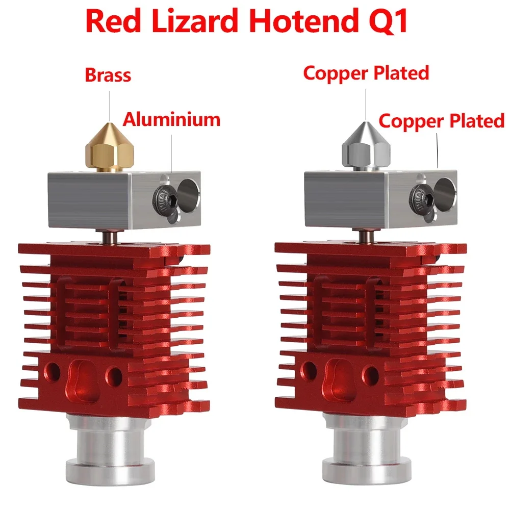 

Red Lizard Q1 Radiator Ultra Precision 3D printer extruder is compatible with the V6 Hotend and CR10 Ender 3 Hotend adapters