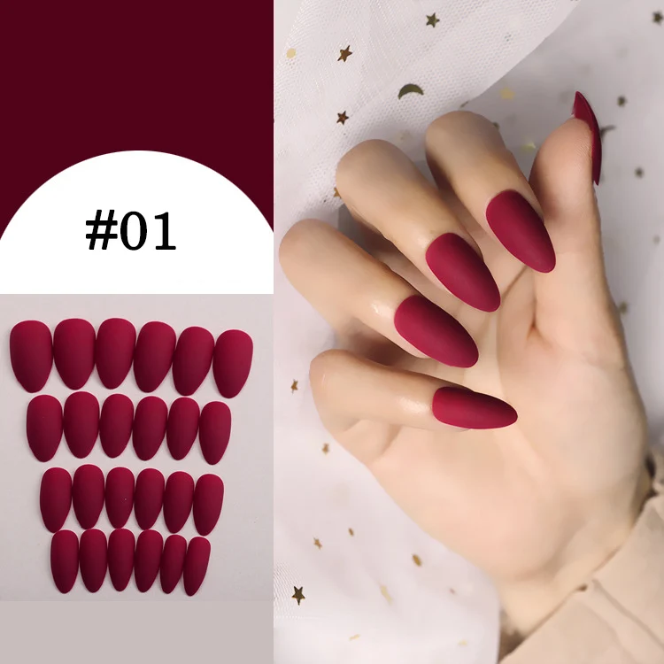24 шт. накладные ногти на шпильках матовые миндалевидные формы для наращивания