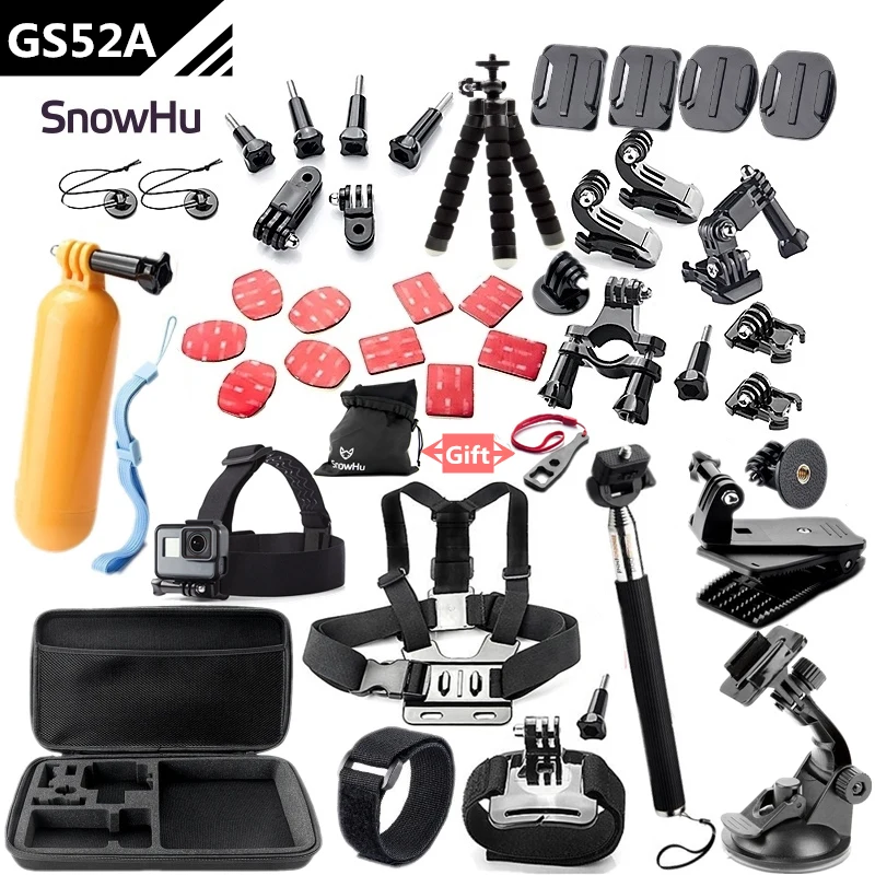 GS52A Аксессуары для экшн-камеры SnowHu для GoPro Hero 8 7 6 5 4 Black Xiaomi Yi 4K Lite SJCAM Eken H9 Go Pro крепление для sony Nikon GS52 - Цвет: GS52A