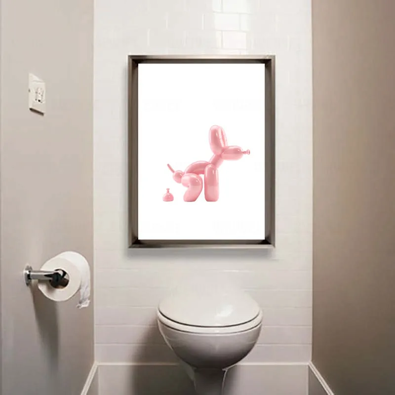 Balloon Dog Print Modern Poster Bathroom Wall Decor Toilet Sign Popart Prints Home Decoration Contemporary Art Picture Painting | Дом и сад