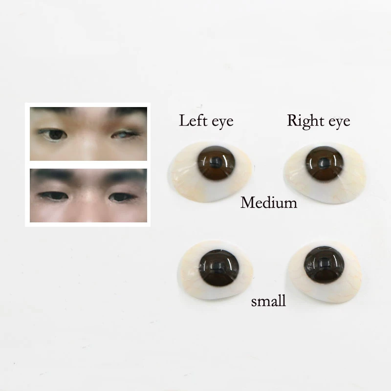 Atrofia de pieza ocular protésica de resina de alto molecular importada, eliminación de la deformidad ocular falsa ultrafina, herramienta para dar forma a los ojos