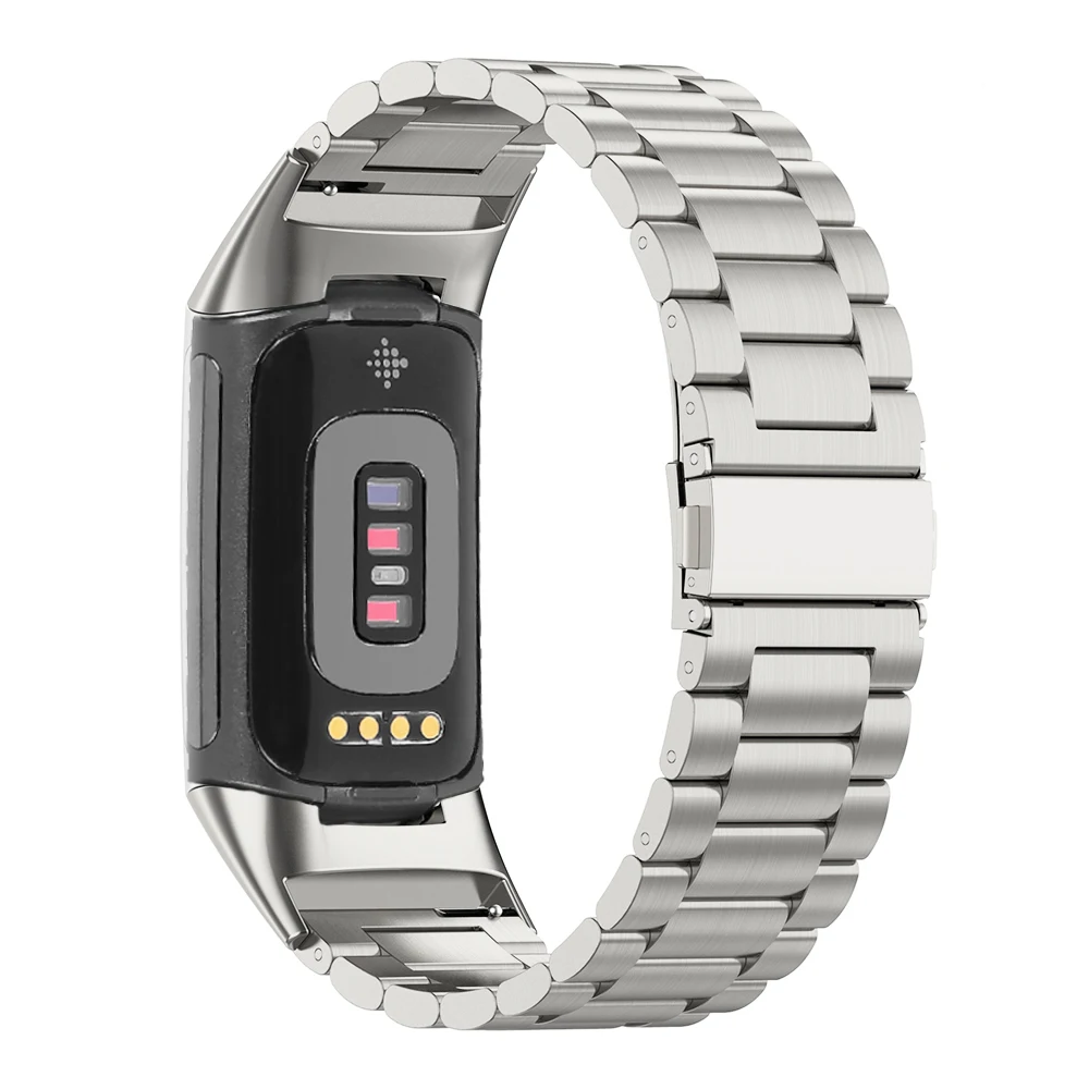 For New Fitbit Charge 5/4/3/2 atrap band charge 5  Stainless steel Metal buckle band strap wristband smartwatch band  black