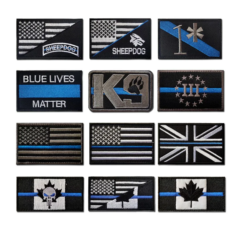 

Blue Line Culture American Flag Embroidery Velcro Patch Badge K9 Shepherd Action Recognition Armband Clothes Hat Decoration