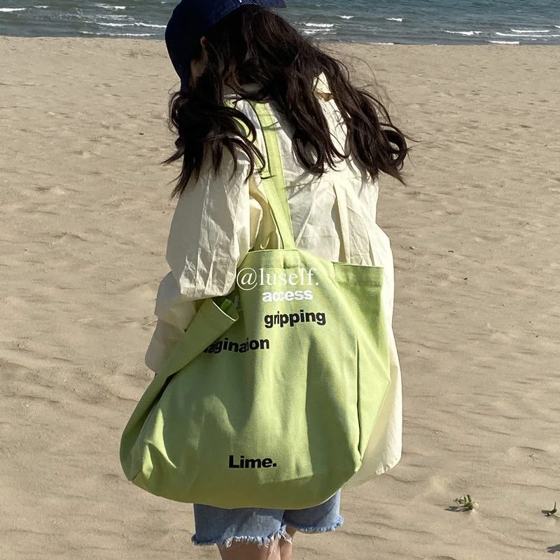 

Женская холщовая Наплечная Сумка, зеленая вышитая Женская Повседневная сумка, многоразовые вместительные хлопковые сумки-тоуты