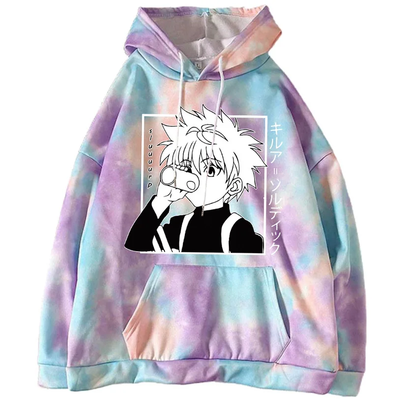 

Kawaii Manga Hunter X Hunter Hoodies Sweatshirt Killua Zoldyck Anime Loose Hooded Sweatshirt Gradient Color Hoody Pullover Tops