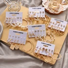 IPARAM винтажные геометрические золотые металлические Искусственные серьги-подвески в стиле панк с жемчугом 2021 трендовый набор серег ювелирные изделия