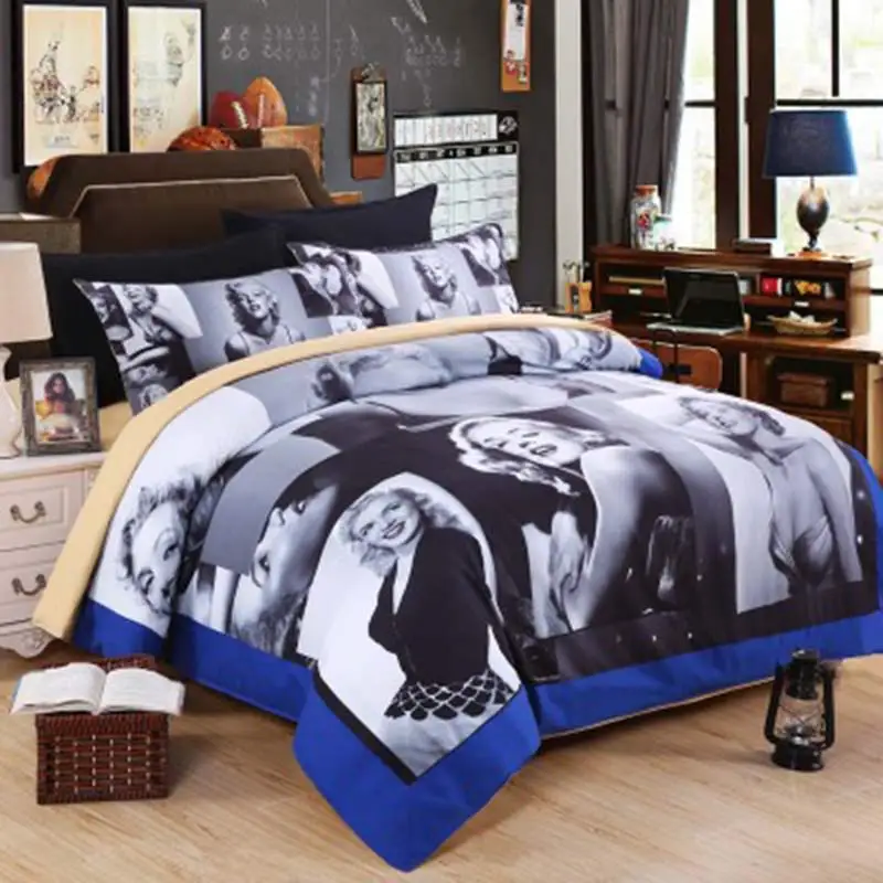 Домашний текстиль набор из 4 предметов постельного белья с 3D принтом двойной