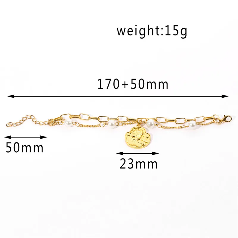 Искусственный жемчуг рельефный браслет для Для женщин двойной принц слой