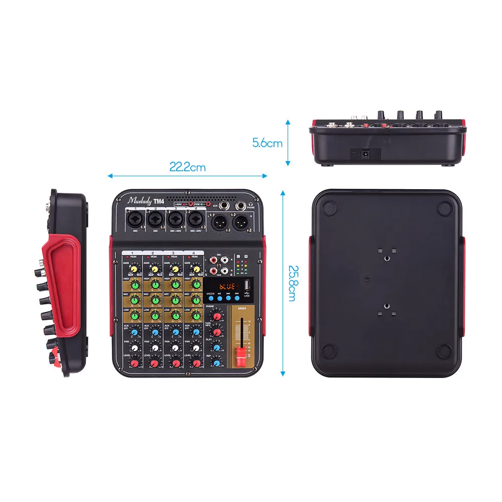 Цифровой 4-канальный аудио микшер USB Запись компьютер плеер цифровой аудиомикшер