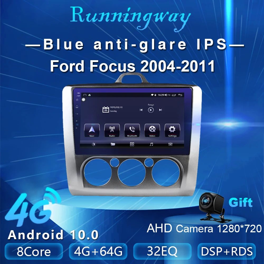 Runningway Android 10 0 5G автомобильный DVD плеер для Ford Focus 2004 2006 2010 2011 4G + 64G автомобильное