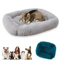removable dog bed rectangle soft long plush dog beds for large dogs pet products fluffy comfortable cat mat pet sofa washable