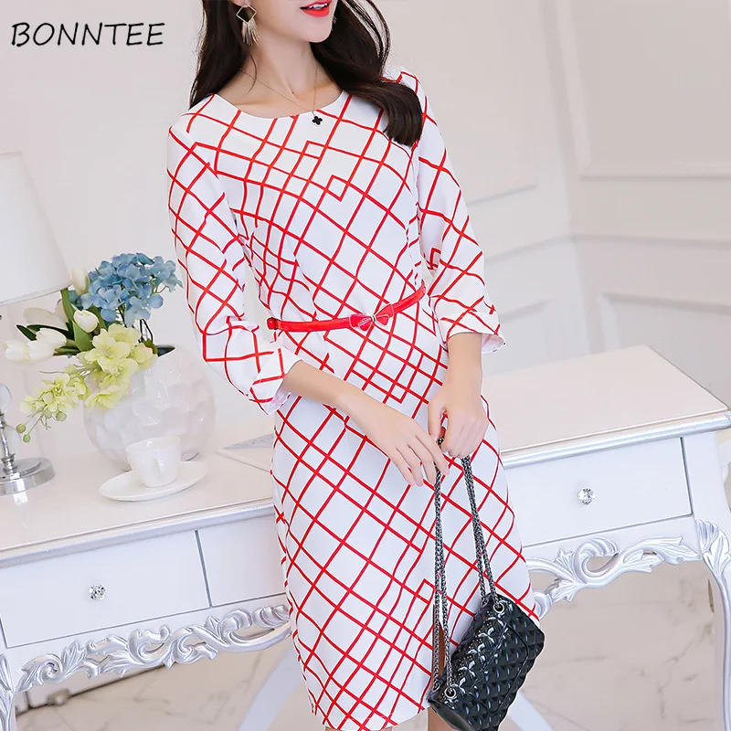 

Платье женское с длинным рукавом, элегантный шикарный Повседневный Сарафан три четверти в Корейском стиле, весеннее модное мягкое до колен...